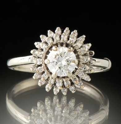 Appraisal: A Ladies' Diamond Ring k white gold ring with domed