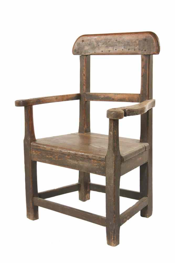 Appraisal: ARM CHAIR - Early Continental primitive open arm chair Simple