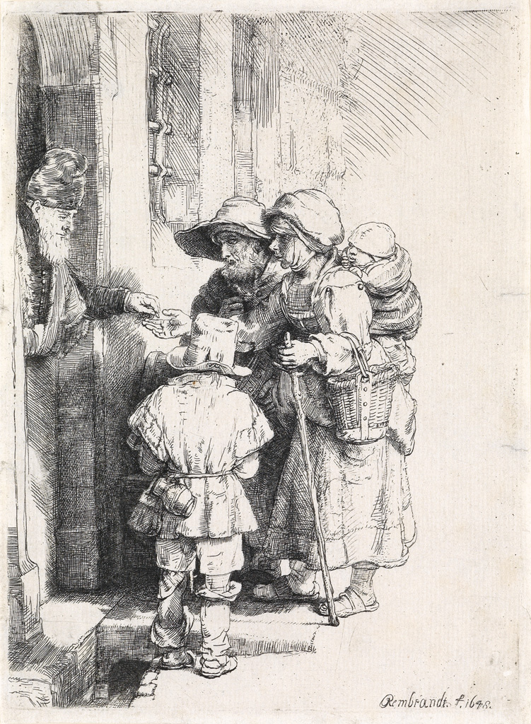 Appraisal: REMBRANDT VAN RIJN Beggars Receiving Alms at a Door Etching