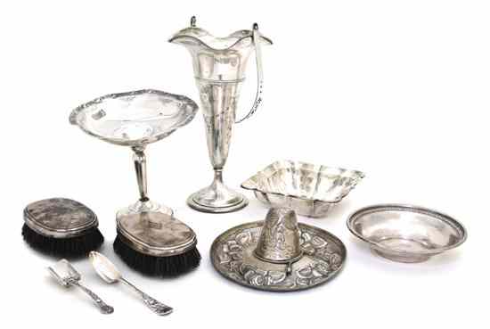 Appraisal: A Collection of American Sterling Silver Articles comprising a trumpet