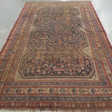 Appraisal: Antique Persian Handmade Rug elaborate geometrics tribal style ' x