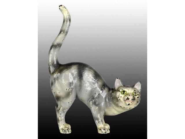 Appraisal: Arched Back Tabby Cat Hubley Cast Iron Doorstop Description Full-figure