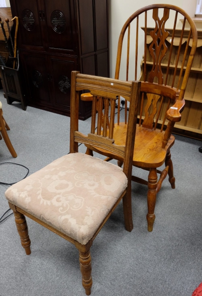 Appraisal: Reproduction Windsor armchair and Edwardian chair