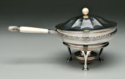 Appraisal: Tiffany silver plate chafing dish round and paneled with dome