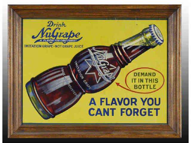 Appraisal: Nu-Grape Embossed Tin Sign Description s A few small pecks