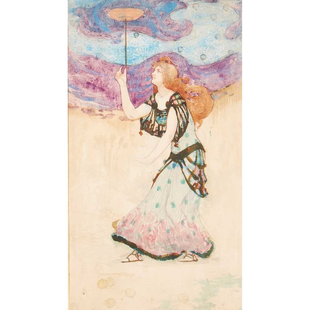 Appraisal: LEON-VICTOR SOLON BRITISH - GIRL SPINNING PLATE Pencil and watercolour