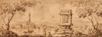 Appraisal: Manner of Francesco Guardi Venetian Capriccio pen and grey wash