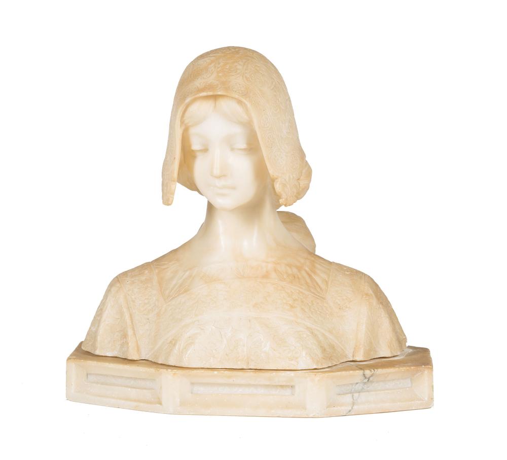 Appraisal: Angiolo Malavolti Italian - Bust of a Maiden carved alabaster