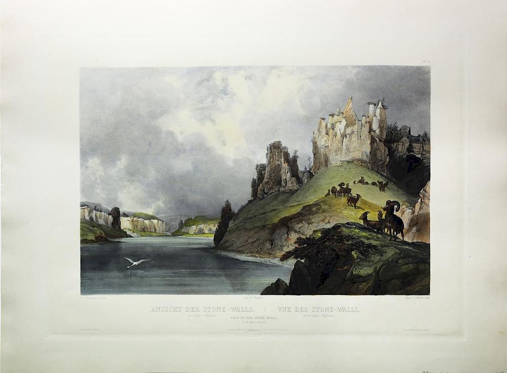 Appraisal: Hand-colored Karl Bodmer Engraving View of the Stone Walls on