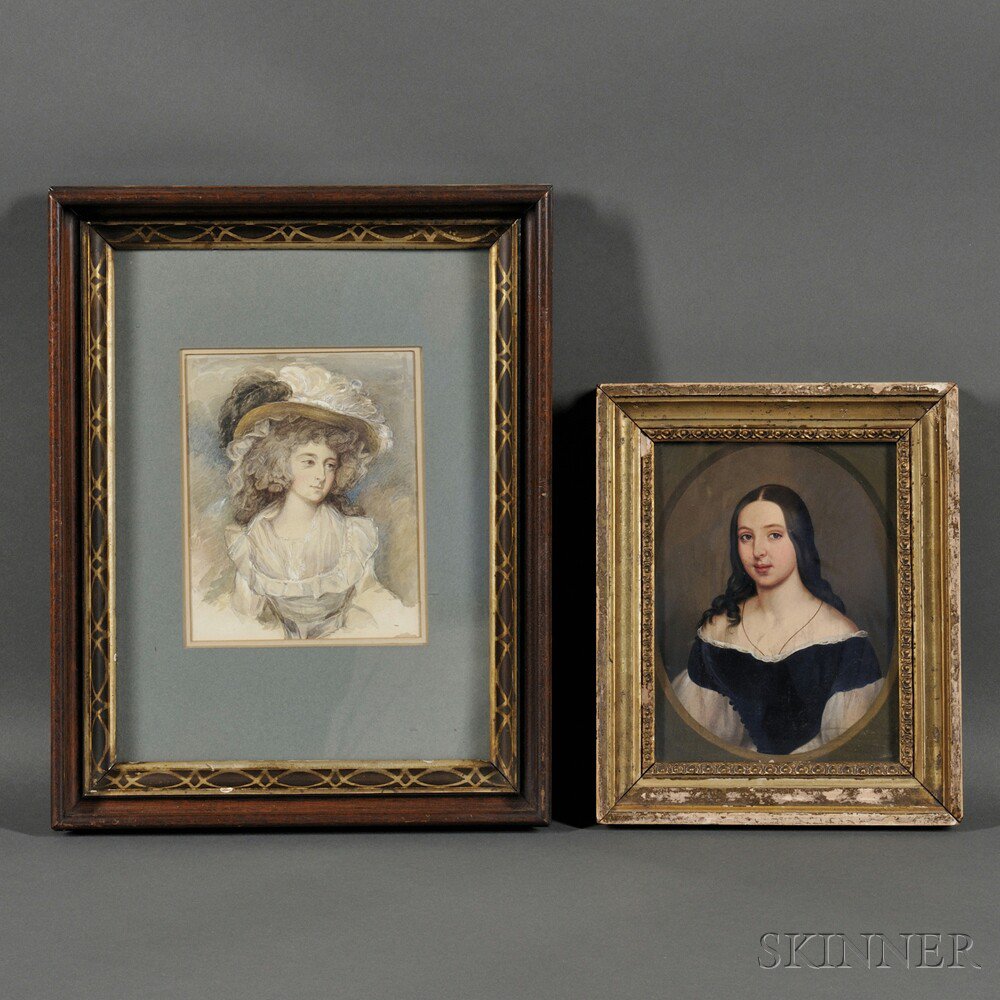 Appraisal: Two Small Framed th th Century European-School Portraits of Women