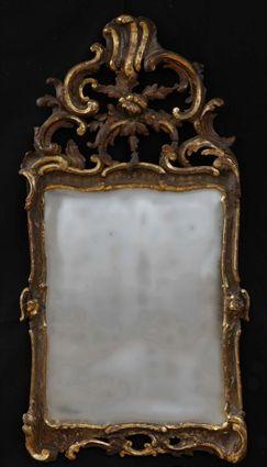 Appraisal: ITALIAN ROCOCO-STYLE CARVED PAINTED AND PARCEL-GILT MIRROR The beveled plate