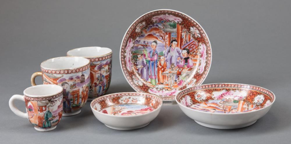 Appraisal: Pair of Chinese Export Mandarin Palette Porcelain Cups and Saucers