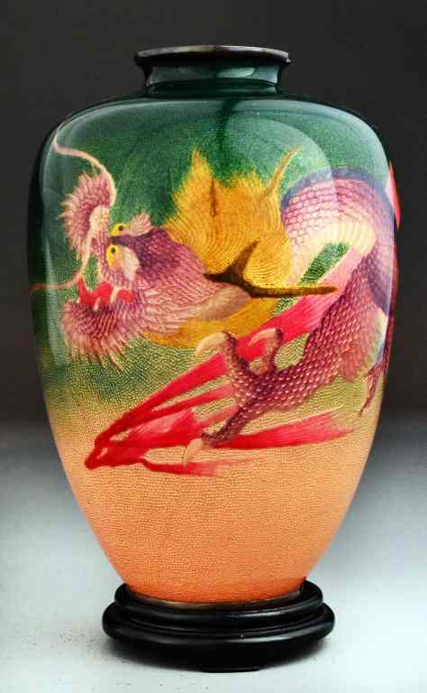 Appraisal: Japanese Cloisonn Dragon Vase - Meiji PeriodFinely enameled to depict