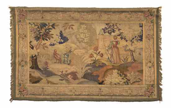 Appraisal: A Continental Wool Tapestry depicting a lady and a falcon