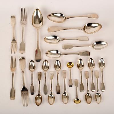 Appraisal: A quantity of silver fiddle pattern flatware various dates and