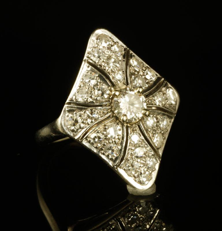 Appraisal: - Platinum and Diamond Ring Platinum and diamond ring center