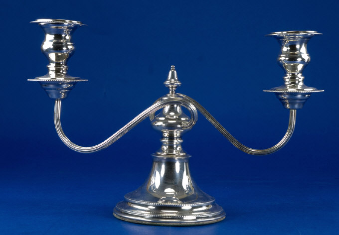 Appraisal: Silver Two Branch Candelabra Hallmarked Sheffield Maker's mark E V