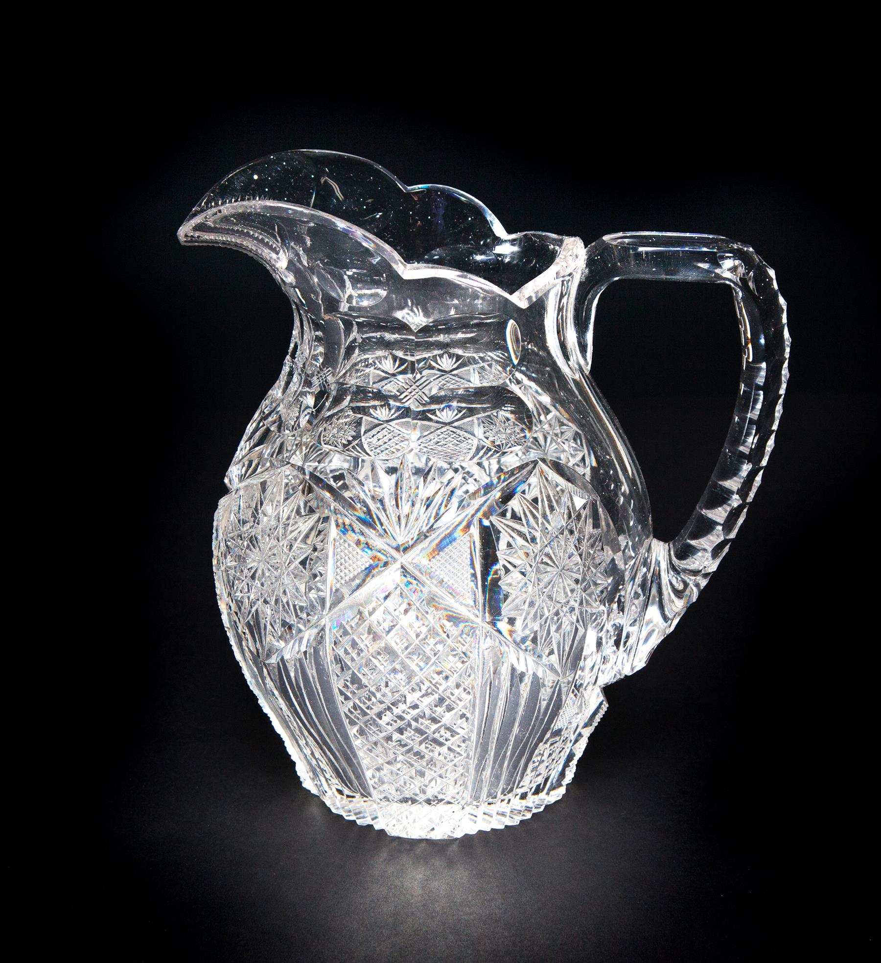 Appraisal: SIGNED LIBBEY BRILLIANT PERIOD CUT GLASS PITCHER American ca Beautifully