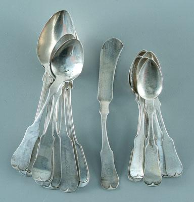 Appraisal: pieces coin silver flatware spoons and one butter knife fiddle