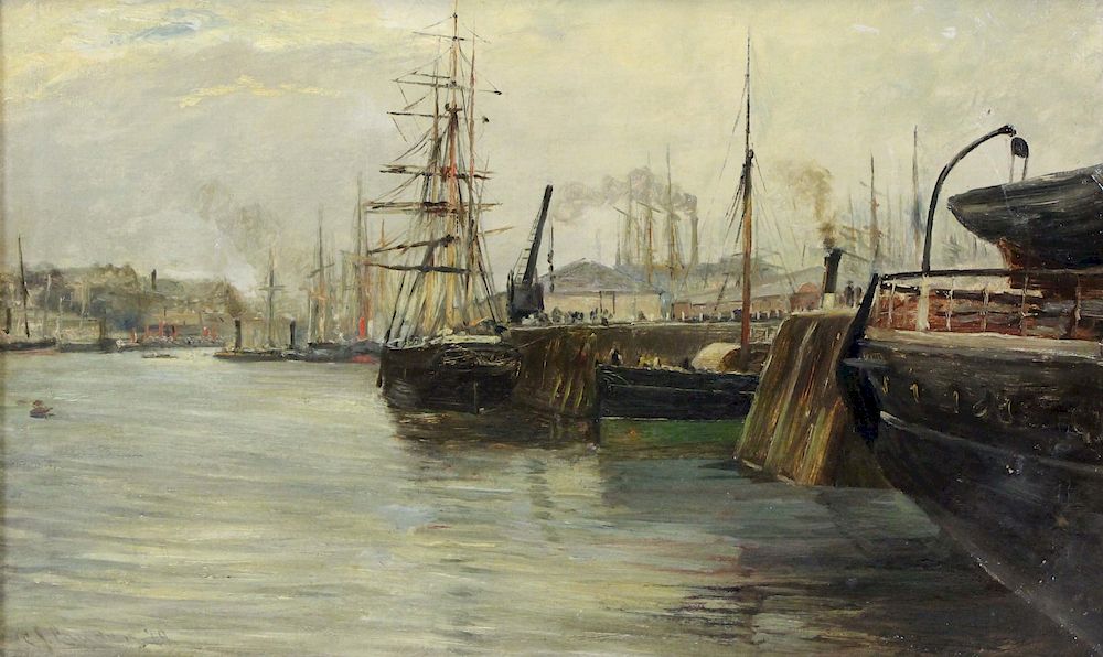 Appraisal: CHARLES JAMES LAUDER ENGLISH - Oil on Canvas Ships at