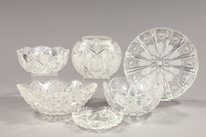 Appraisal: Good Six-Piece Collection of American Brilliant-Cut Glass first quarter th