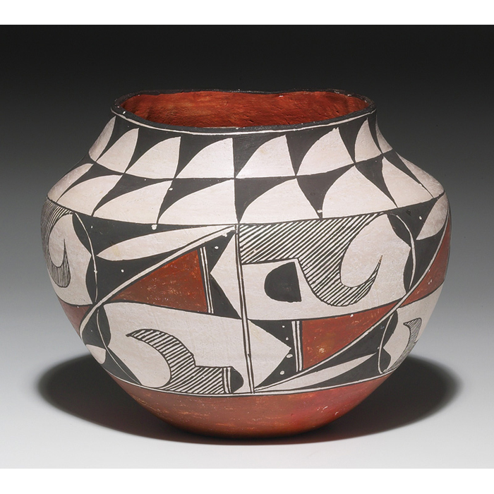 Appraisal: Acoma olla painted designs in black and red signed Lupe