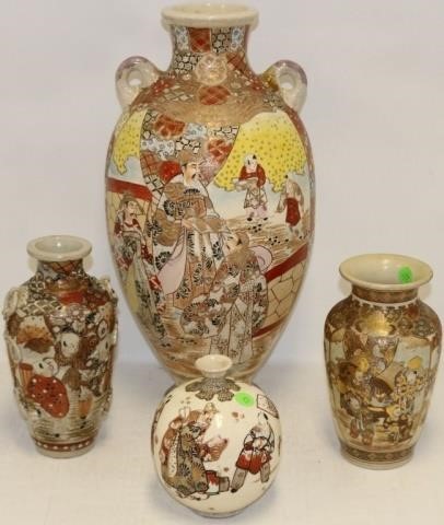 Appraisal: EARLY TH C SATSUMA VASES WITH WARLORDDECORATION HIGH TO HIGH