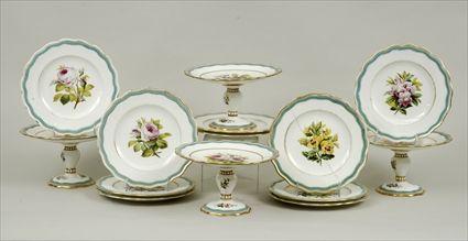 Appraisal: English Gilt and Polychrome Decorated Porcelain Part Dessert Service Comprising