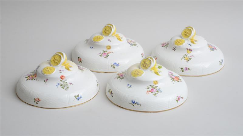 Appraisal: SET OF FOUR CONTINENETAL PORCELAIN VEGETABLE DISH COVERS Each with