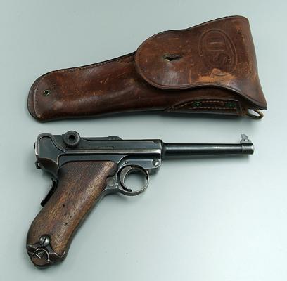 Appraisal: German Luger mm pistol Serial No in barrel checkered grip