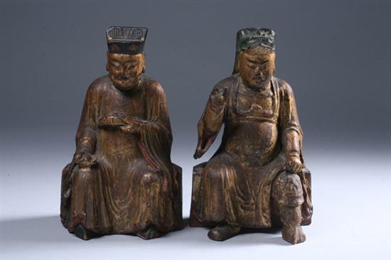 Appraisal: TWO CHINESE GILT WOOD FIGURES OF TAOIST DEITIES th century