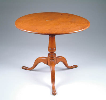 Appraisal: QUEEN ANNE TIGER MAPLE TILT TOP TEA TABLE Round top