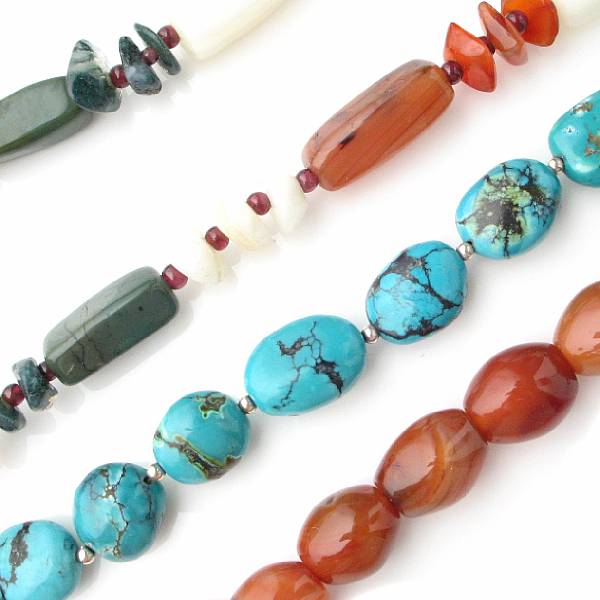 Appraisal: A turquoise bead necklace together with two single strand agate