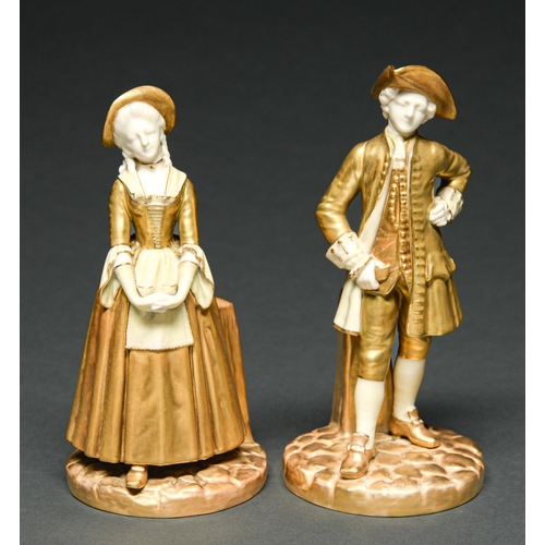 Appraisal: A pair of Royal Worcester gilt parian figures of an