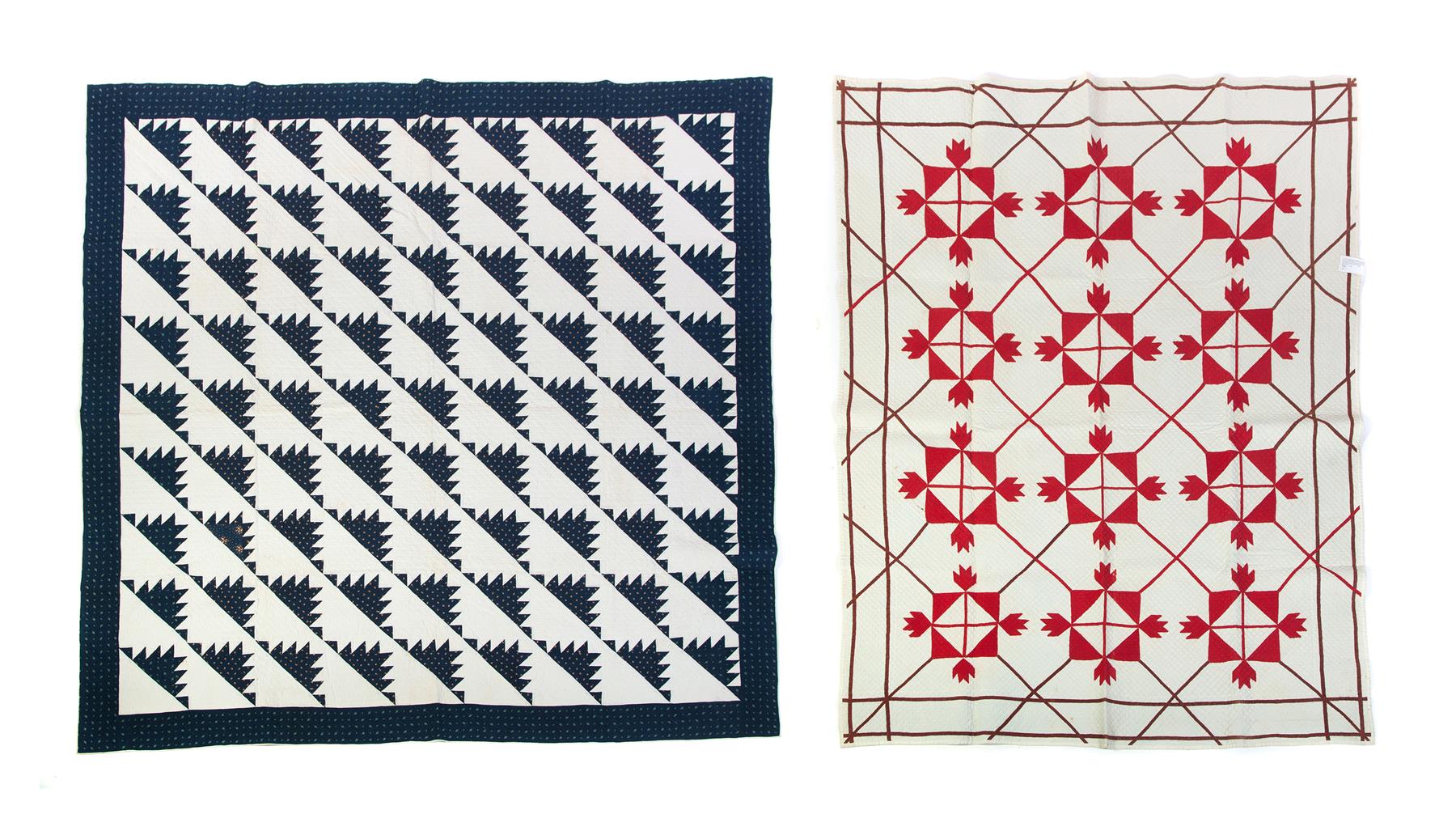 Appraisal: TWO NINETEENTH CENTURY AMERICAN QUILTS Blue and white Delectable Mountains