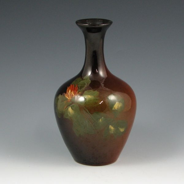 Appraisal: Roseville Rozane thin-necked vase with clover decoration Marked Rozane RPCo