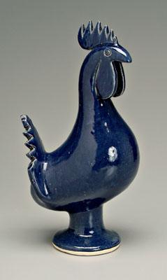 Appraisal: Edwin Meaders rooster blue glazed stoneware marked on base Edwin