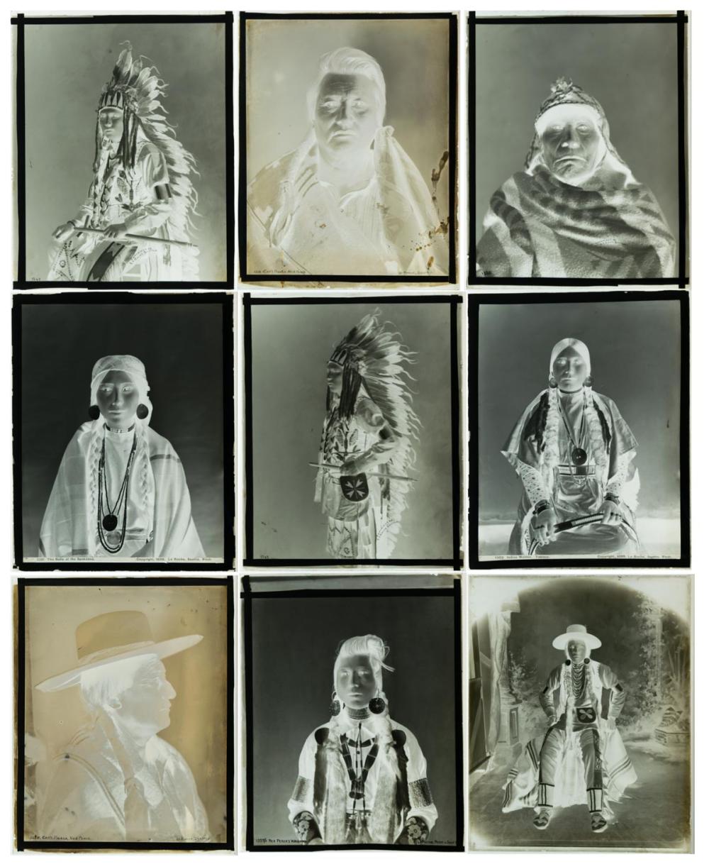 Appraisal: SIXTEEN GLASS PHOTOGRAPHIC PLATES OF NATIVE AMERICANS including Nez Perce