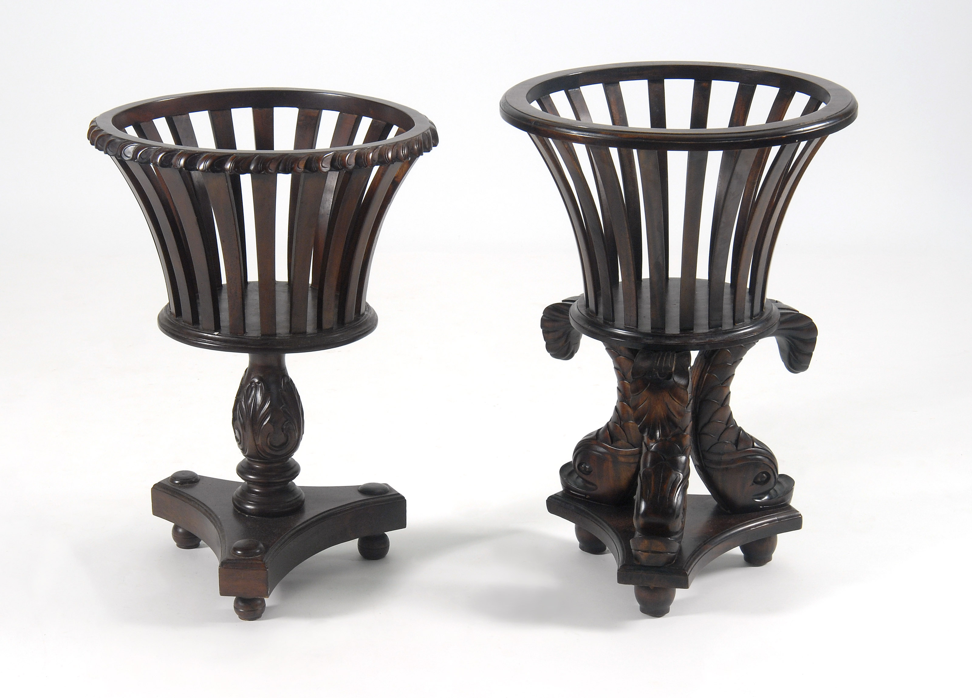 Appraisal: TWO TH CENTURY PLANT STANDS in mahogany Upper portion of