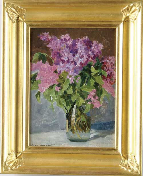 Appraisal: VLADIMIR MIKHAILOVICH SINITSKI Russian - LILACS IN GLASS JAR Oil