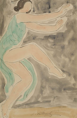 Appraisal: ABRAHAM WALKOWITZ Isadora Duncan Watercolor on tan wove paper x