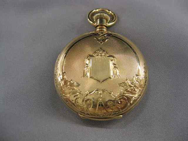 Appraisal: k Gold Waltham Pocketwatch hunting case circa fancy case no