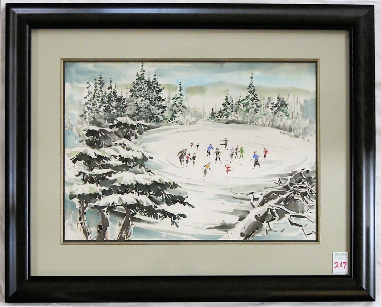 Appraisal: NING YEH WATERCOLOR ON PAPER China th century Ice Skating