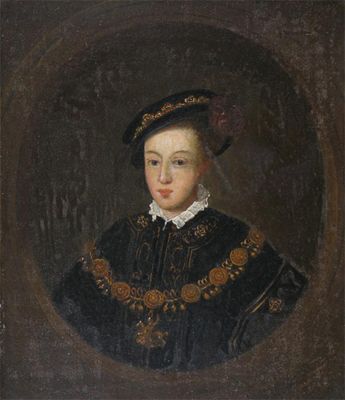 Appraisal: After George Vertue Portrait of King Edward VI Oil on