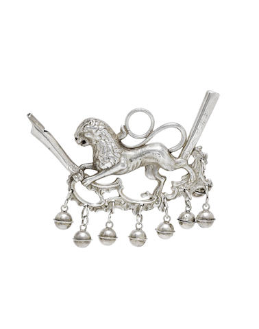 Appraisal: A th century Dutch silver lion rattle possibly circa Formed