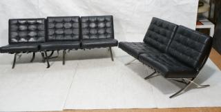 Appraisal: Black Vinyl Barcelona style Sofa Love Seat Thr Black Vinyl