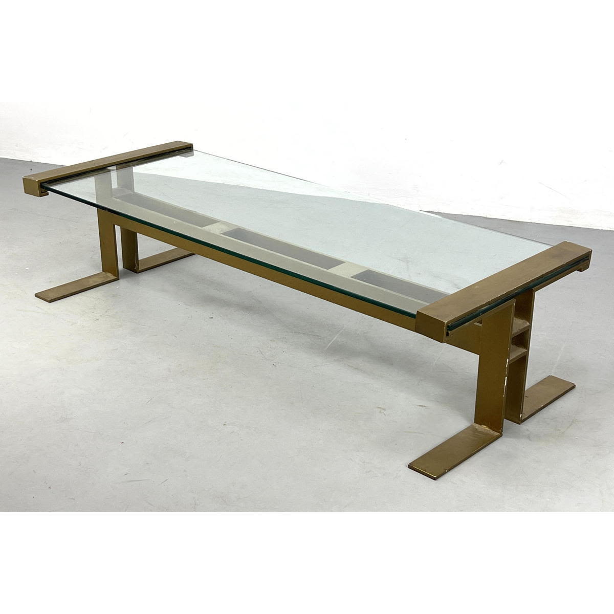 Appraisal: Mid Century Modern Heavy Gold Painted Iron Frame Coffee Table