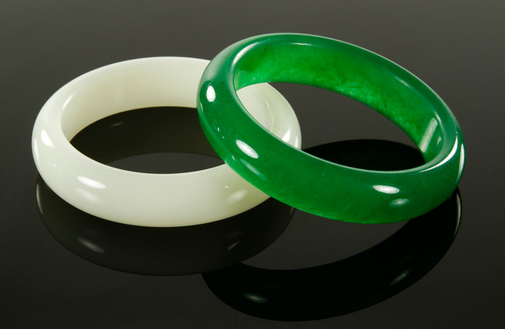 Appraisal: - Chinese Jade Bangles Lot of two Chinese bangles jade