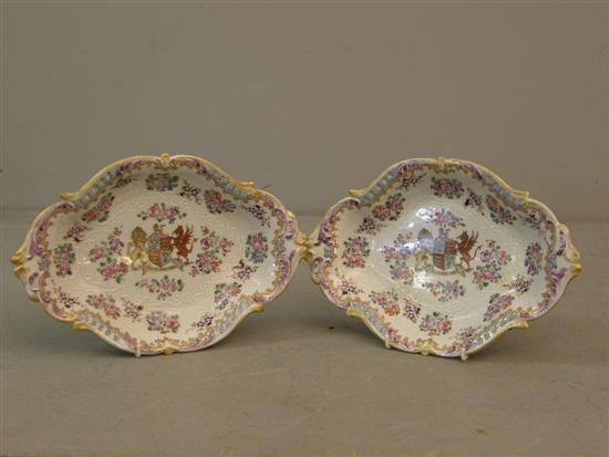 Appraisal: Pair of th Century Samson shaped dishes the centres painted