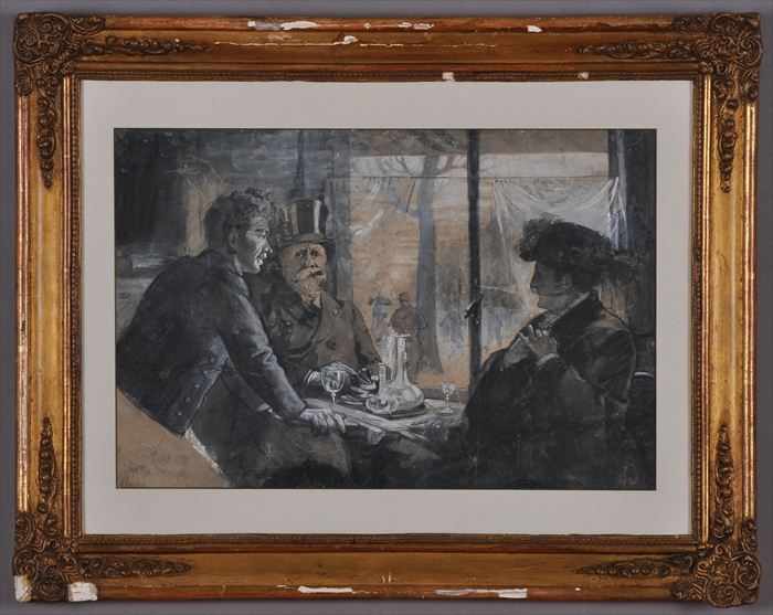 Appraisal: HARRY JONES CAFE SCENE Gouache on paper signed lower left